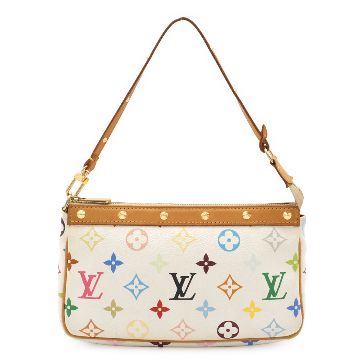 Louis Vuitton Monogram Multicolor Pochette Soir Pouch Party Blanc White