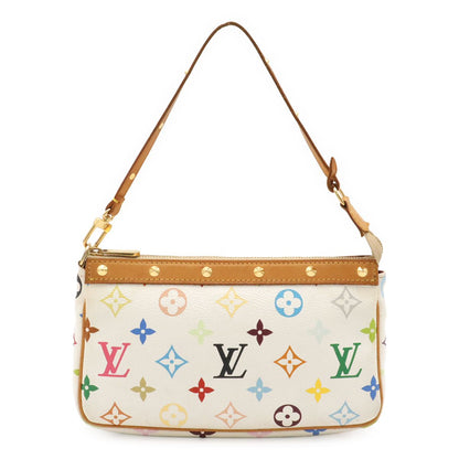 Louis Vuitton Monogram Multicolor Pochette Soir Pouch Party Blanc White