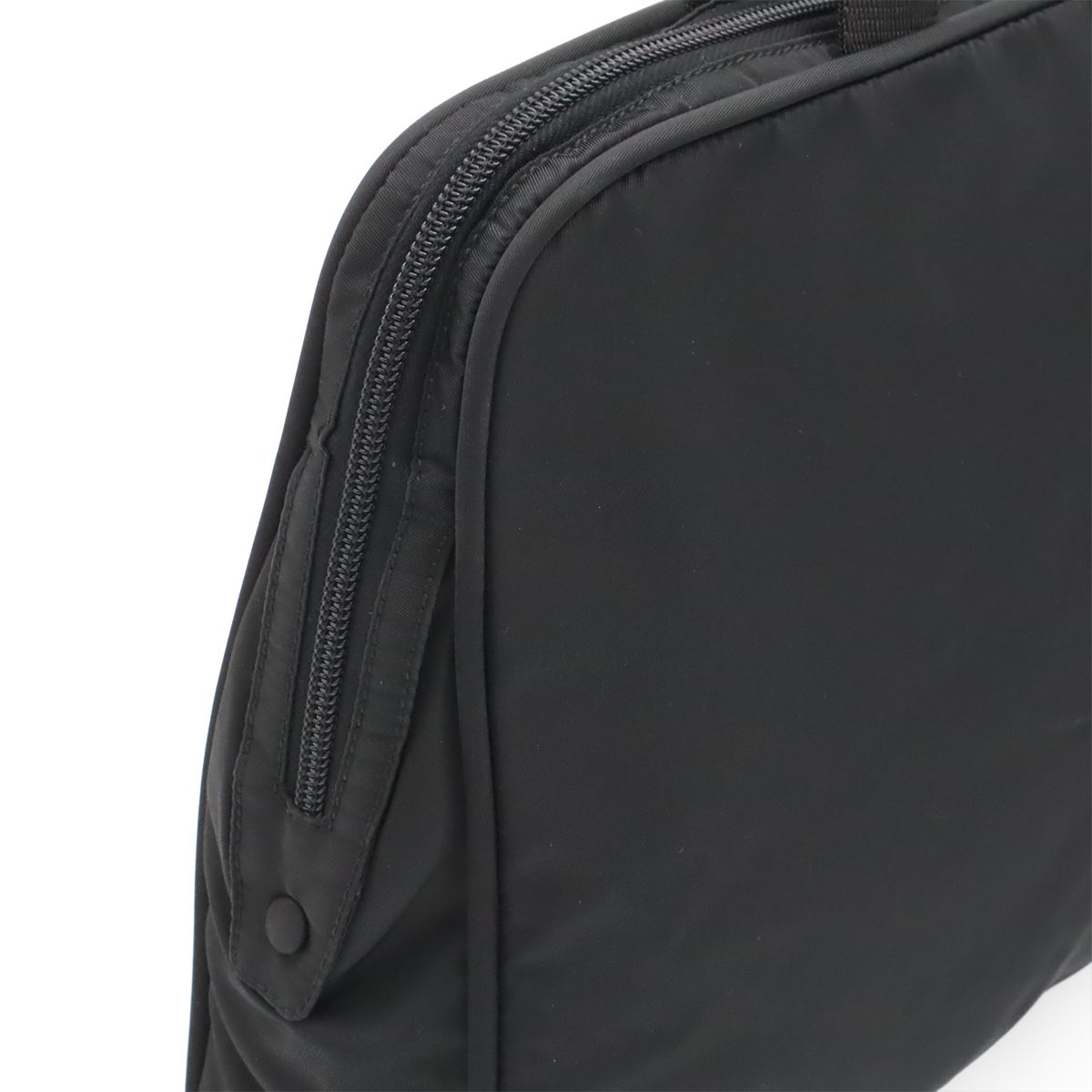 Prada Triangle Logo Business Briefcase Tote Bag Nylon Leather Black Silver — view 7