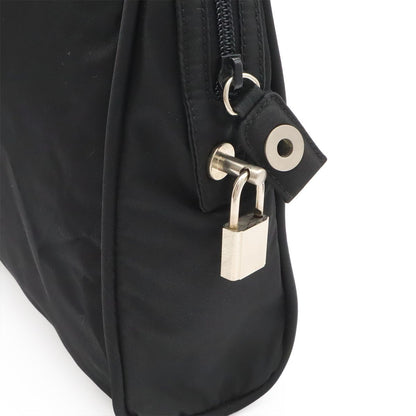 Prada Triangle Logo Business Briefcase Tote Bag Nylon Leather Black Silver — view 5