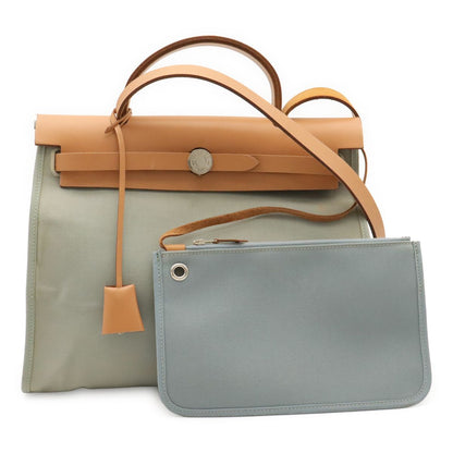 Hermes Herbag Zip PM 2-Way Shoulder Bag Toile Officier Ciel Mint Blue