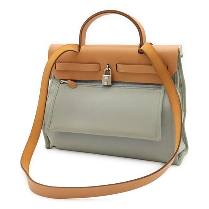 Hermes Herbag Zip PM 2-Way Shoulder Bag Toile Officier Ciel Mint Blue — view 2