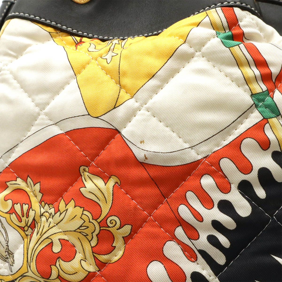 Gucci Shoulder Bag Drawstring Scarf Pattern Quilted Nylon Black Multicolor — view 4