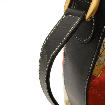 Gucci Shoulder Bag Drawstring Scarf Pattern Quilted Nylon Black Multicolor — view 8