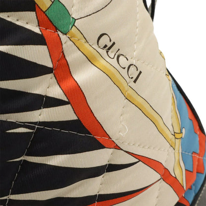 Gucci Shoulder Bag Drawstring Scarf Pattern Quilted Nylon Black Multicolor — view 5