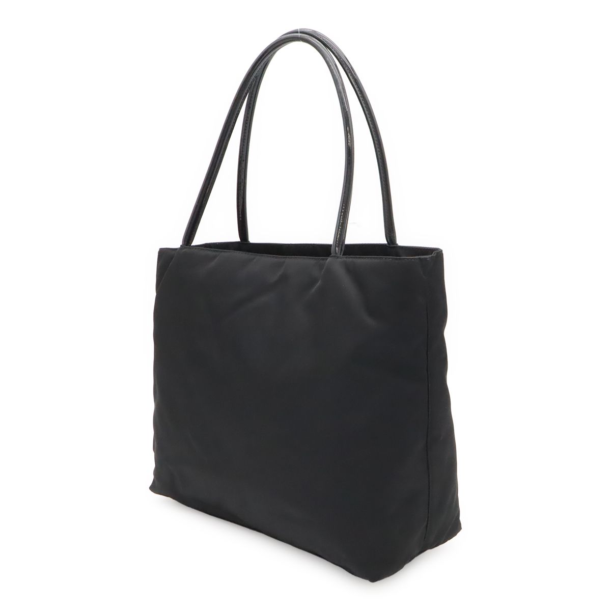 Prada Triangle Logo Tote Shoulder Bag Nylon Patent Nero Black Gold — view 2