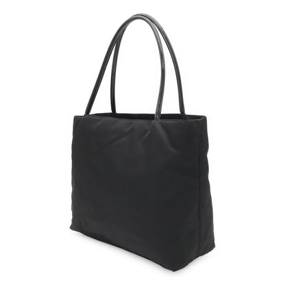 Prada Triangle Logo Tote Shoulder Bag Nylon Patent Nero Black Gold — view 2