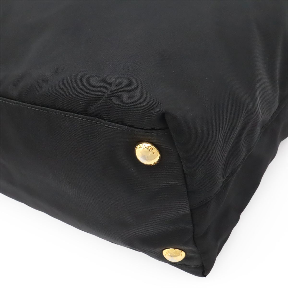 Prada Triangle Logo Tote Shoulder Bag Nylon Patent Nero Black Gold — view 3
