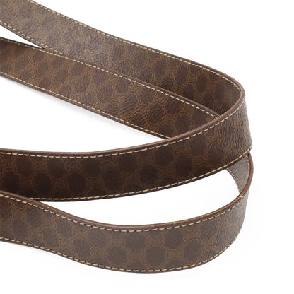 Celine Macadam Pattern Tote Shoulder Bag Leather Dark Brown Gold — view 4