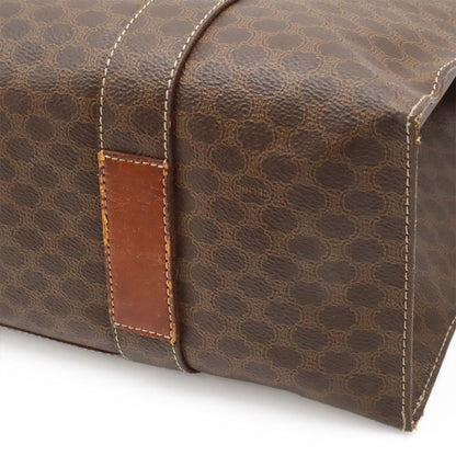 Celine Macadam Pattern Tote Shoulder Bag Leather Dark Brown Gold — view 3