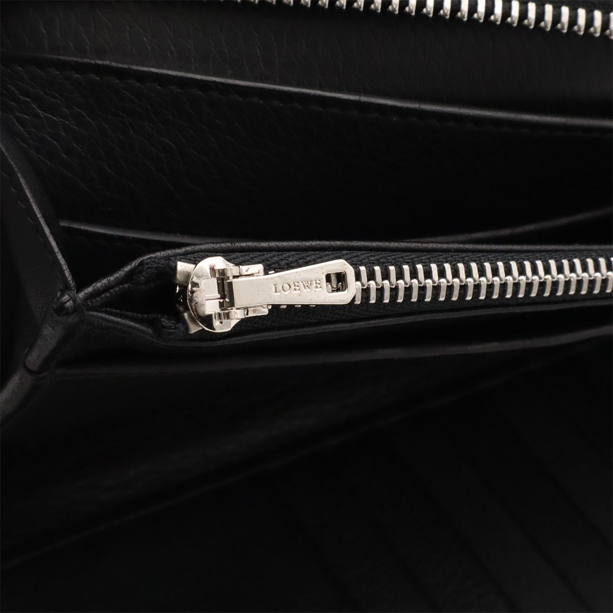 Loewe Anagram Clutch Zip Around Wallet Leather Black Silver — view 7