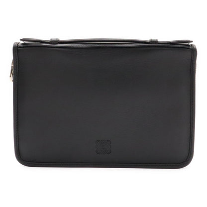 Loewe Anagram Clutch Zip Around Wallet Leather Black Silver