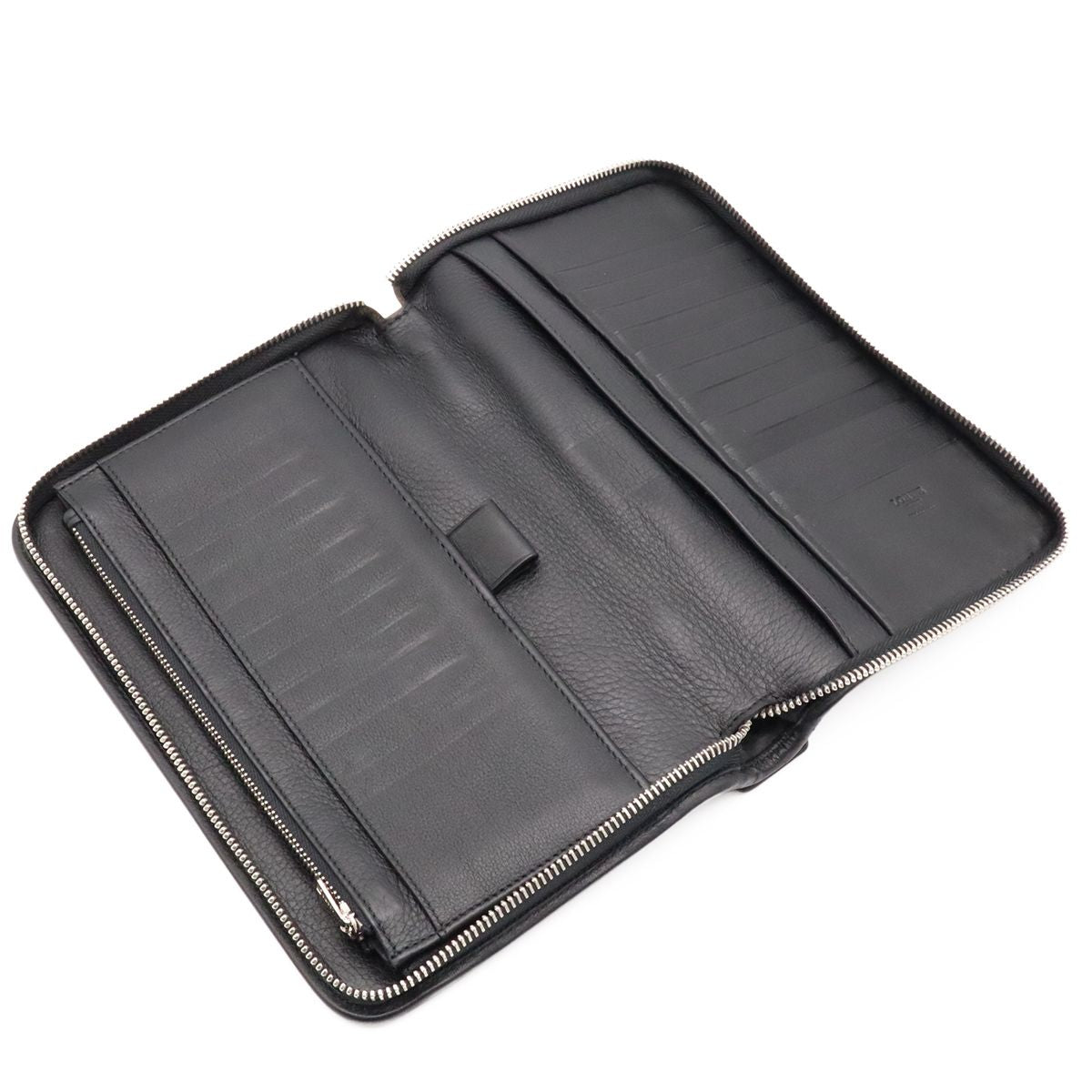 Loewe Anagram Clutch Zip Around Wallet Leather Black Silver — view 6