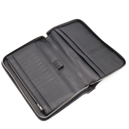 Loewe Anagram Clutch Zip Around Wallet Leather Black Silver — view 6