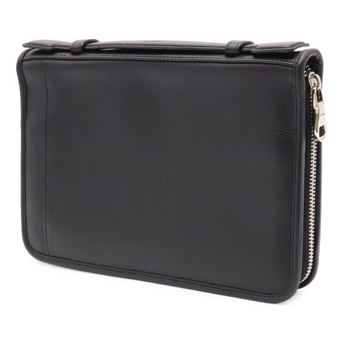Loewe Anagram Clutch Zip Around Wallet Leather Black Silver — view 2