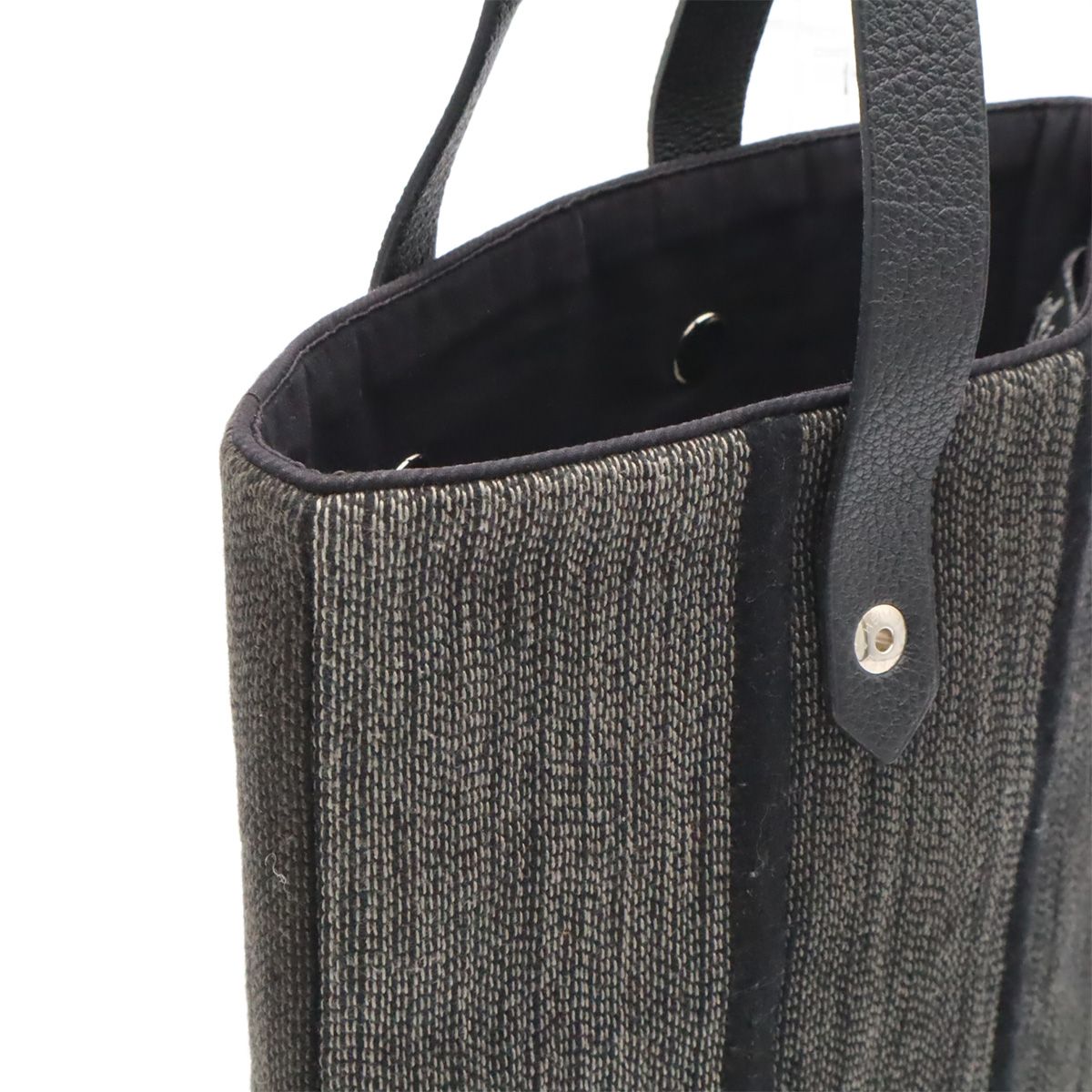 Hermes Amedaba Diago PM Tote Bag Wool Cotton Gray Black Silver — view 6