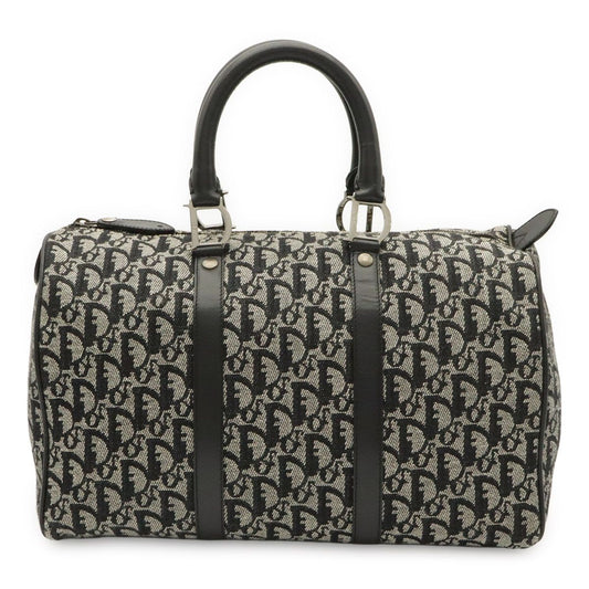 Dior Trotter Mini Boston Bag Travel Jacquard Canvas Black Silver