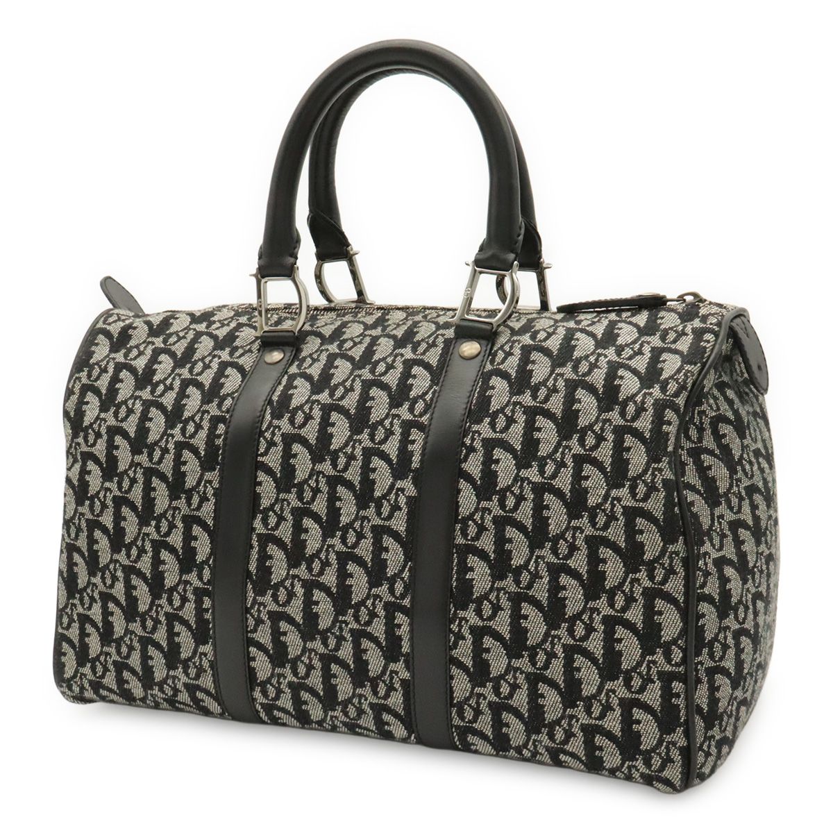 Dior Trotter Mini Boston Bag Travel Jacquard Canvas Black Silver — view 2