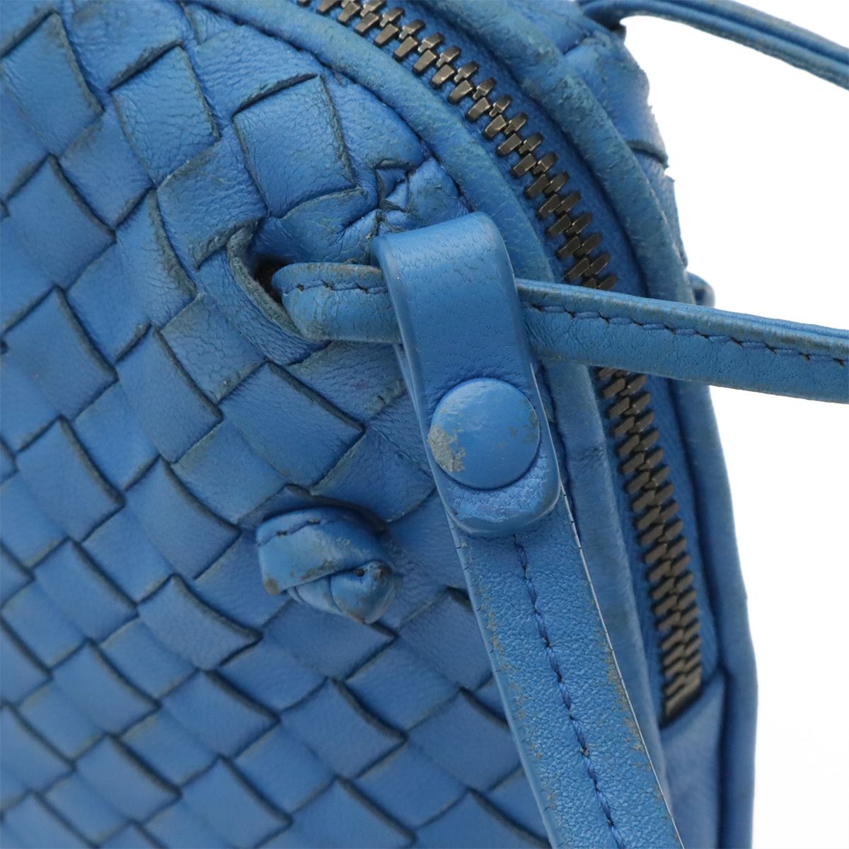 Bottega Veneta Intrecciato Nodini Shoulder Bag Pochette Crossbody Leather Blue — view 5