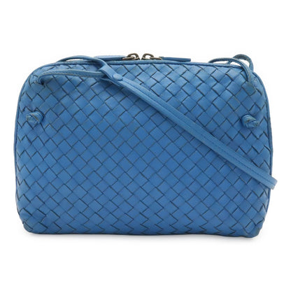 Bottega Veneta Intrecciato Nodini Shoulder Bag Pochette Crossbody Leather Blue