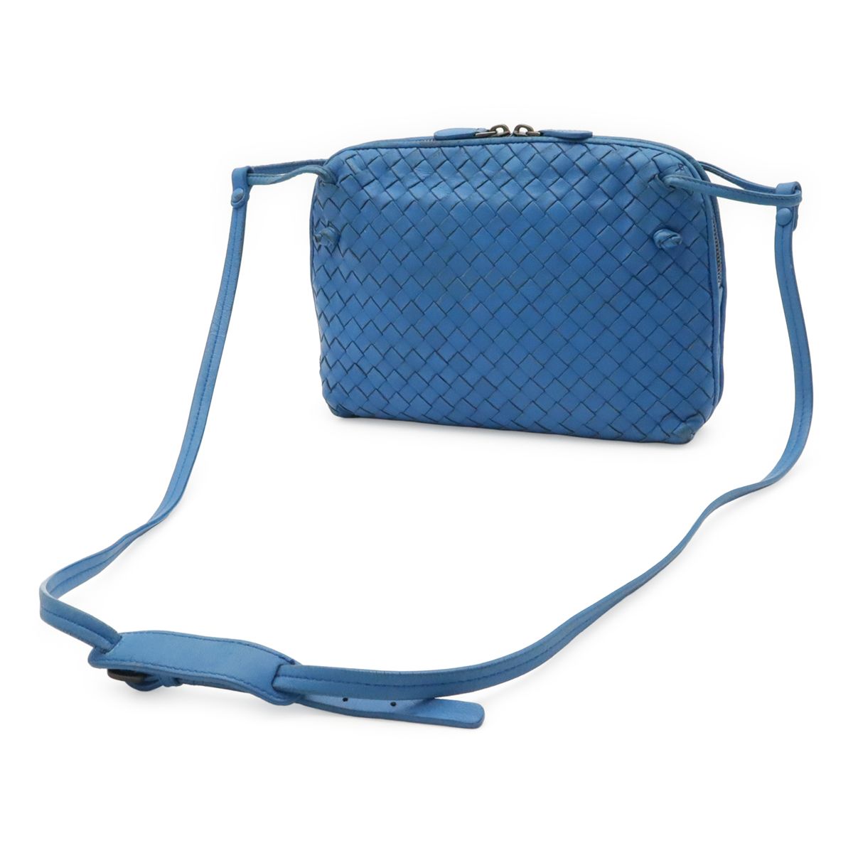 Bottega Veneta Intrecciato Nodini Shoulder Bag Pochette Crossbody Leather Blue — view 2