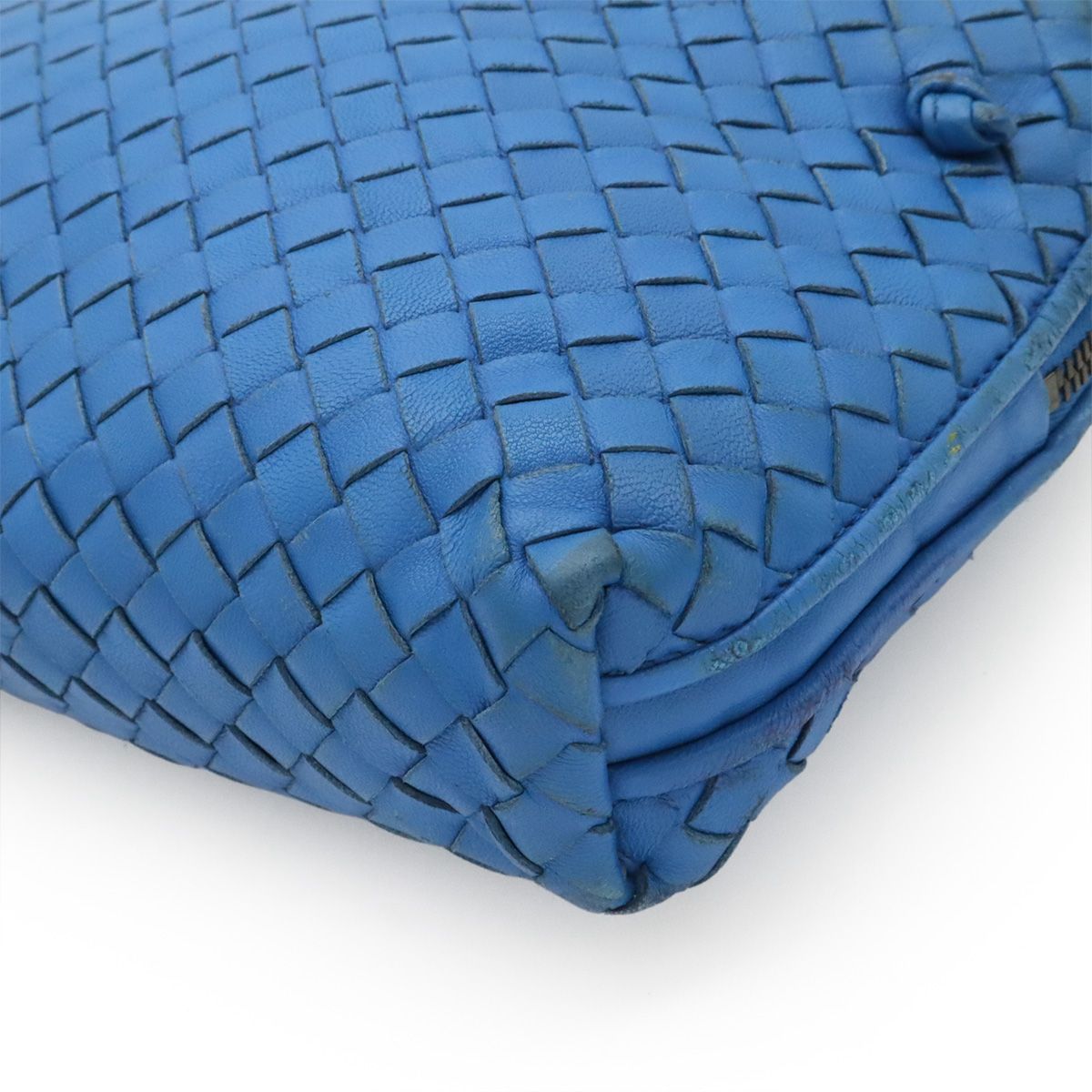 Bottega Veneta Intrecciato Nodini Shoulder Bag Pochette Crossbody Leather Blue — view 3