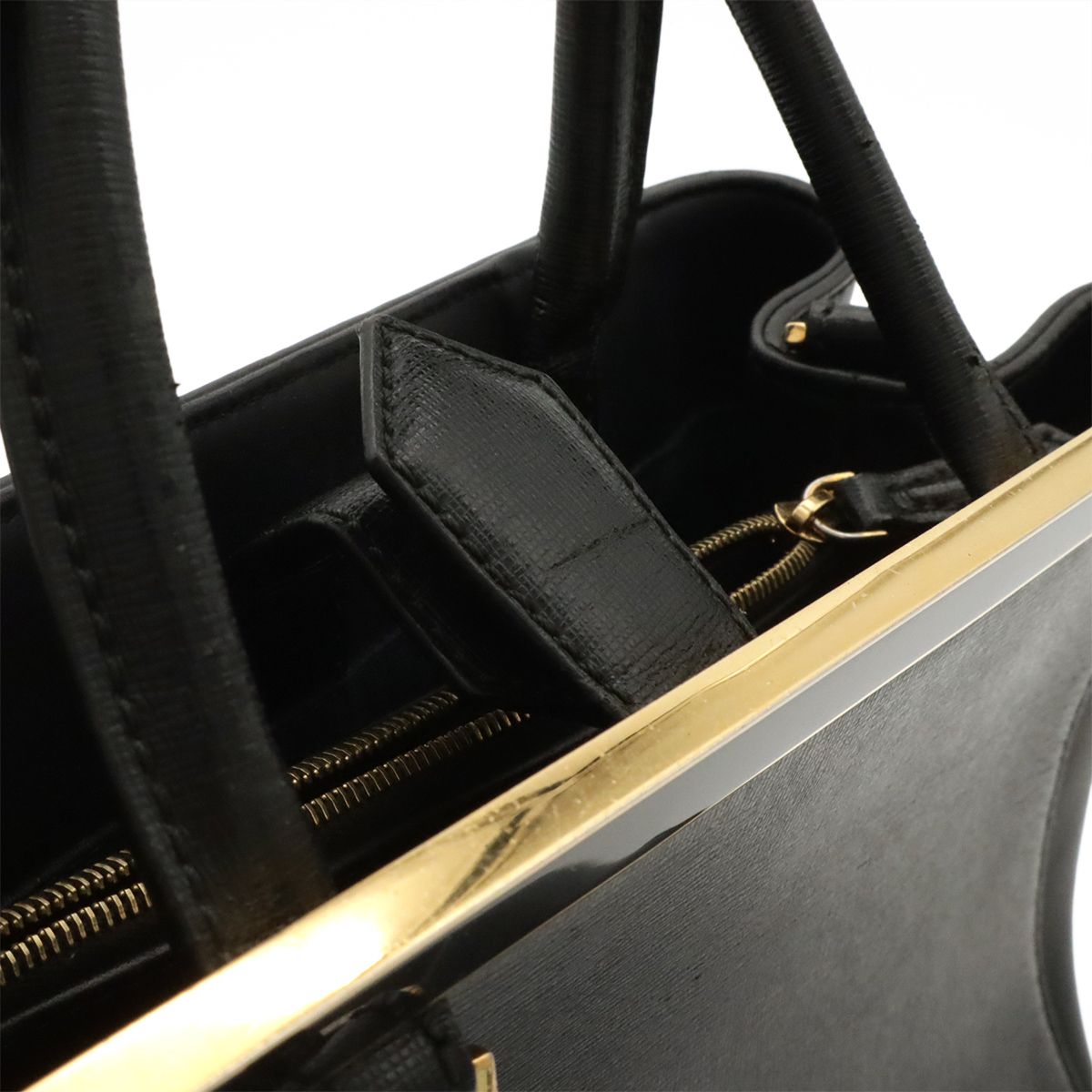 Fendi Petit Toujours Tote 2-Way Shoulder Bag Leather Black Gold — view 5