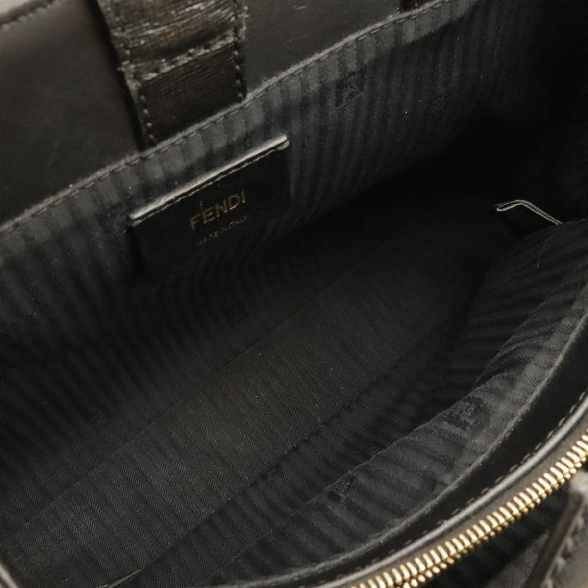 Fendi Petit Toujours Tote 2-Way Shoulder Bag Leather Black Gold — view 8