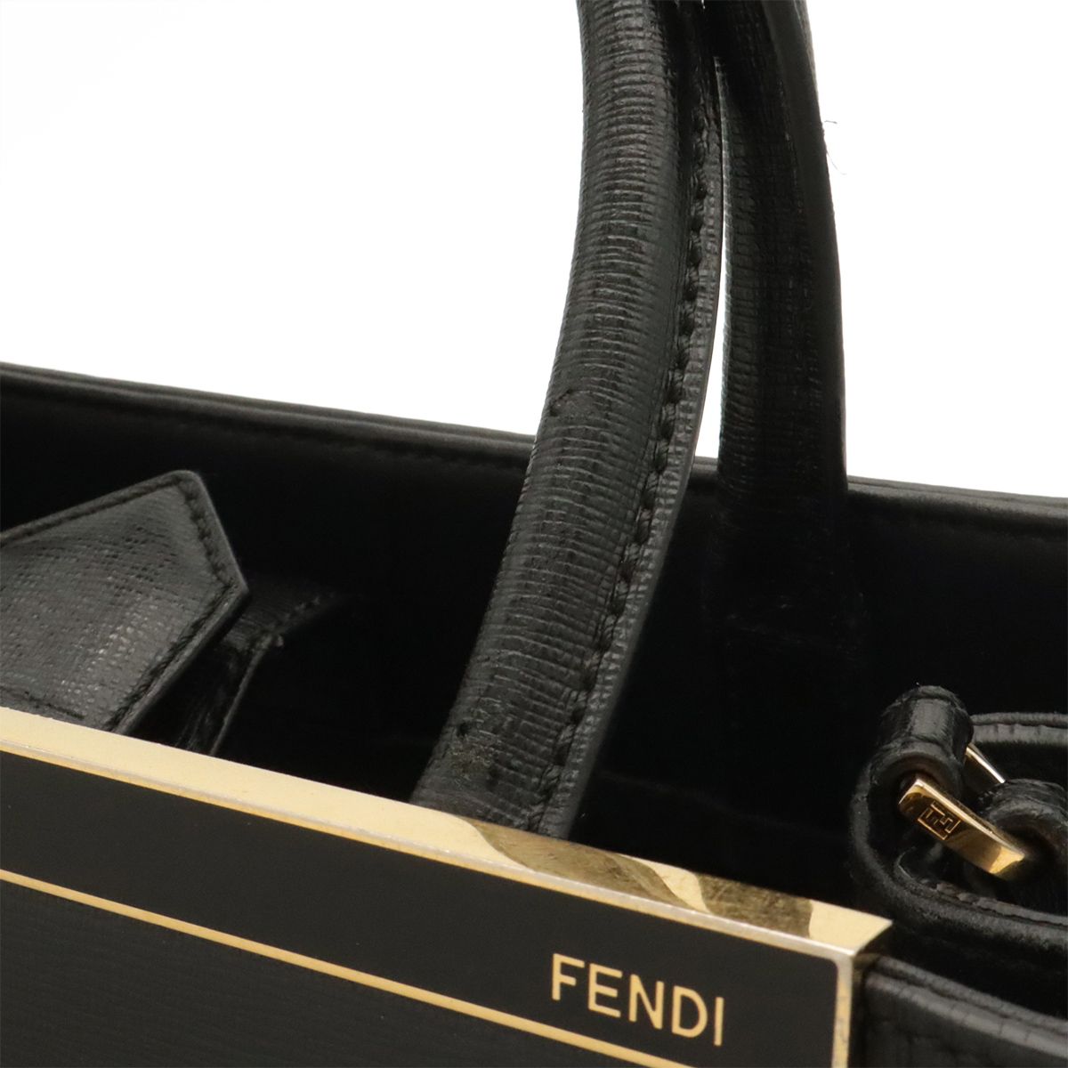 Fendi Petit Toujours Tote 2-Way Shoulder Bag Leather Black Gold — view 6