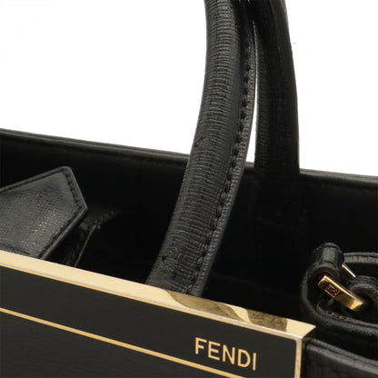 Fendi Petit Toujours Tote 2-Way Shoulder Bag Leather Black Gold — view 6