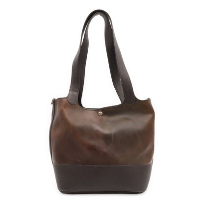 Hermes Picotin GM Long Shoulder Bag Tote Amazonia Leather Dark Brown Silver