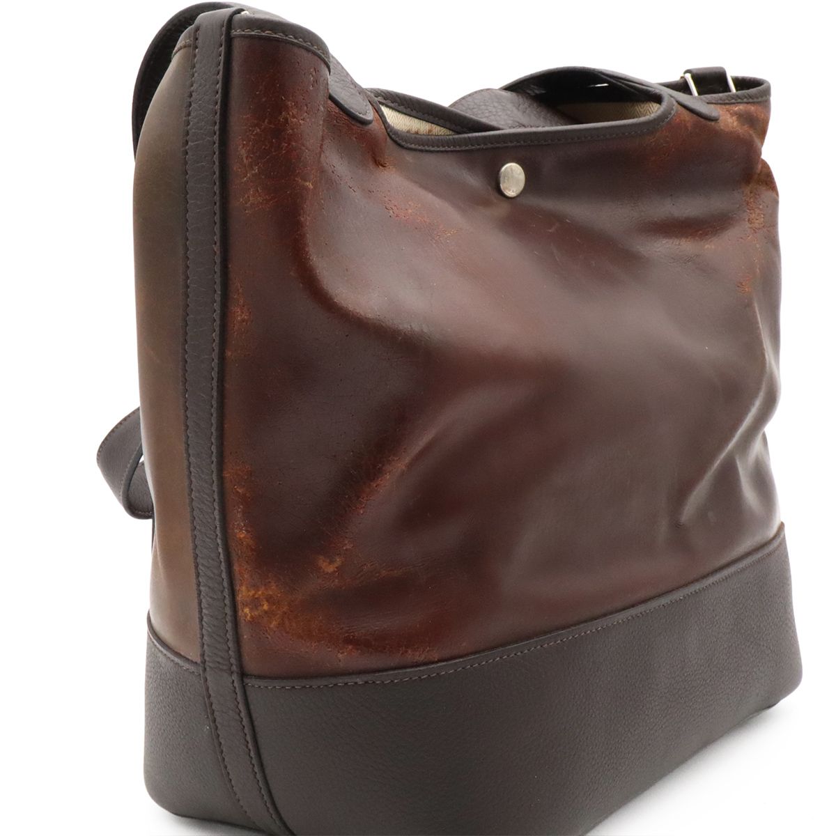 Hermes Picotin GM Long Shoulder Bag Tote Amazonia Leather Dark Brown Silver — view 7