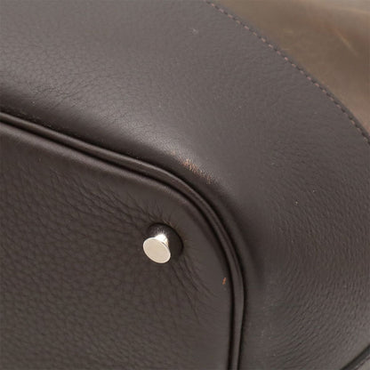 Hermes Picotin GM Long Shoulder Bag Tote Amazonia Leather Dark Brown Silver — view 3
