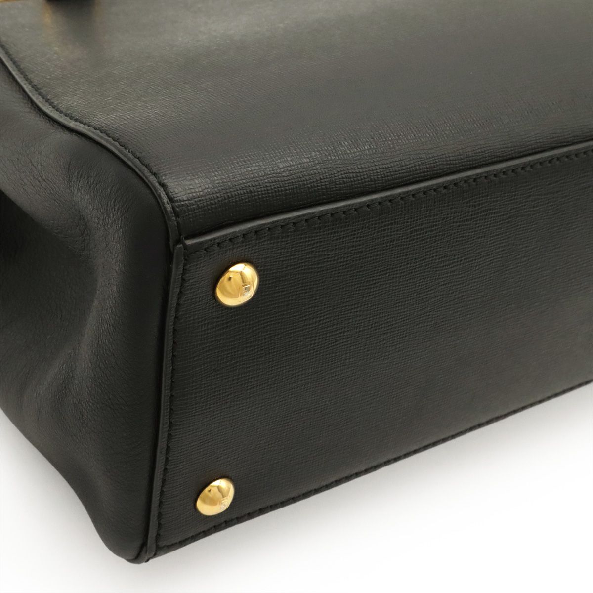 Fendi Petit Toujours Tote 2-Way Shoulder Bag Leather Black Gold — view 3