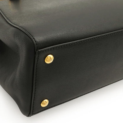 Fendi Petit Toujours Tote 2-Way Shoulder Bag Leather Black Gold — view 3