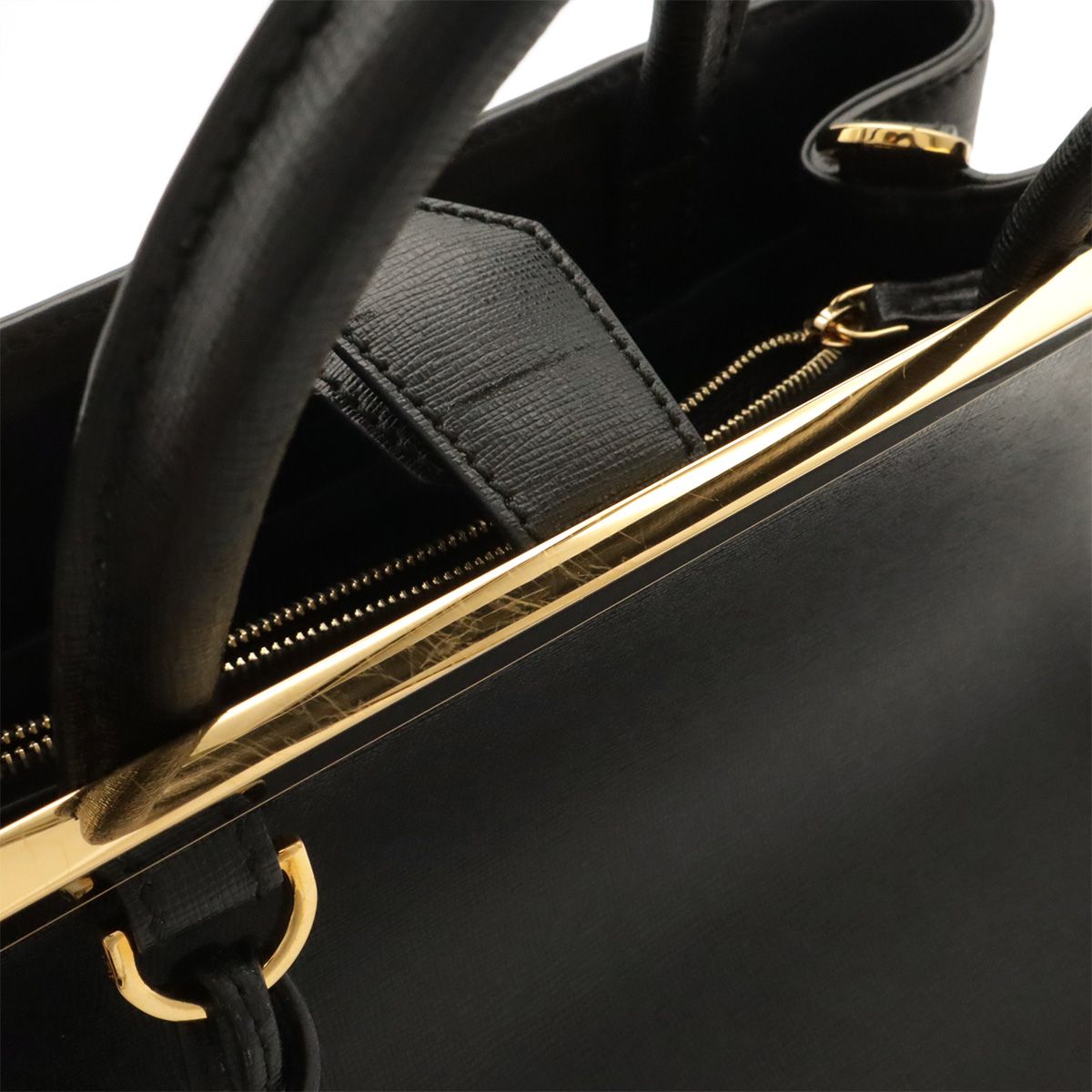 Fendi Petit Toujours Tote 2-Way Shoulder Bag Leather Black Gold — view 6