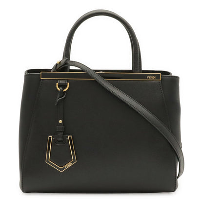 Fendi Petit Toujours Tote 2-Way Shoulder Bag Leather Black Gold