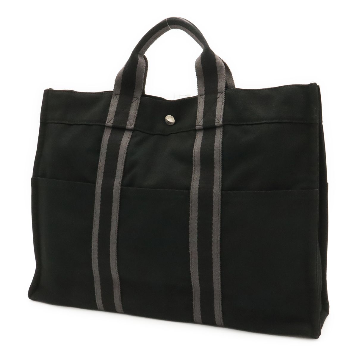 Hermes Fourre Tout MM Tote Bag Canvas Black Gray Silver — view 2