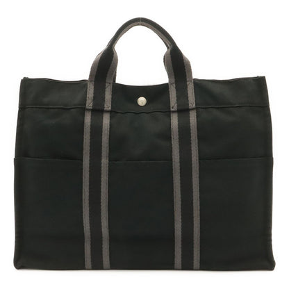 Hermes Fourre Tout MM Tote Bag Canvas Black Gray Silver