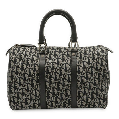 Dior Trotter Mini Boston Bag Travel Jacquard Canvas Black Silver