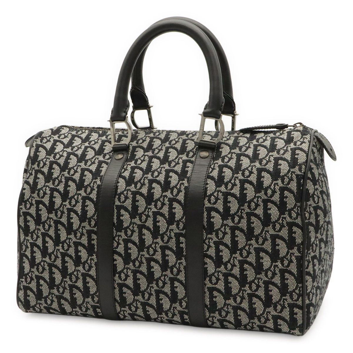 Dior Trotter Mini Boston Bag Travel Jacquard Canvas Black Silver — view 2