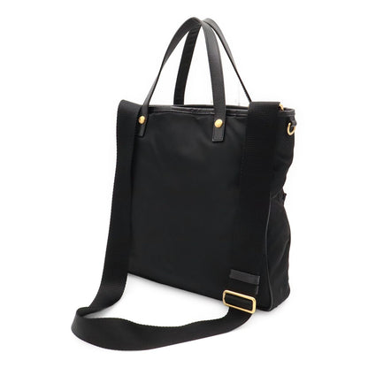 Prada Tote 2-Way Shoulder Bag Crossbody Nylon Leather Nero Black Gold — view 2