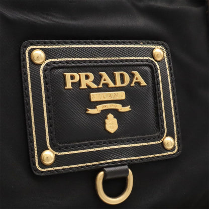 Prada Tote 2-Way Shoulder Bag Crossbody Nylon Leather Nero Black Gold — view 6