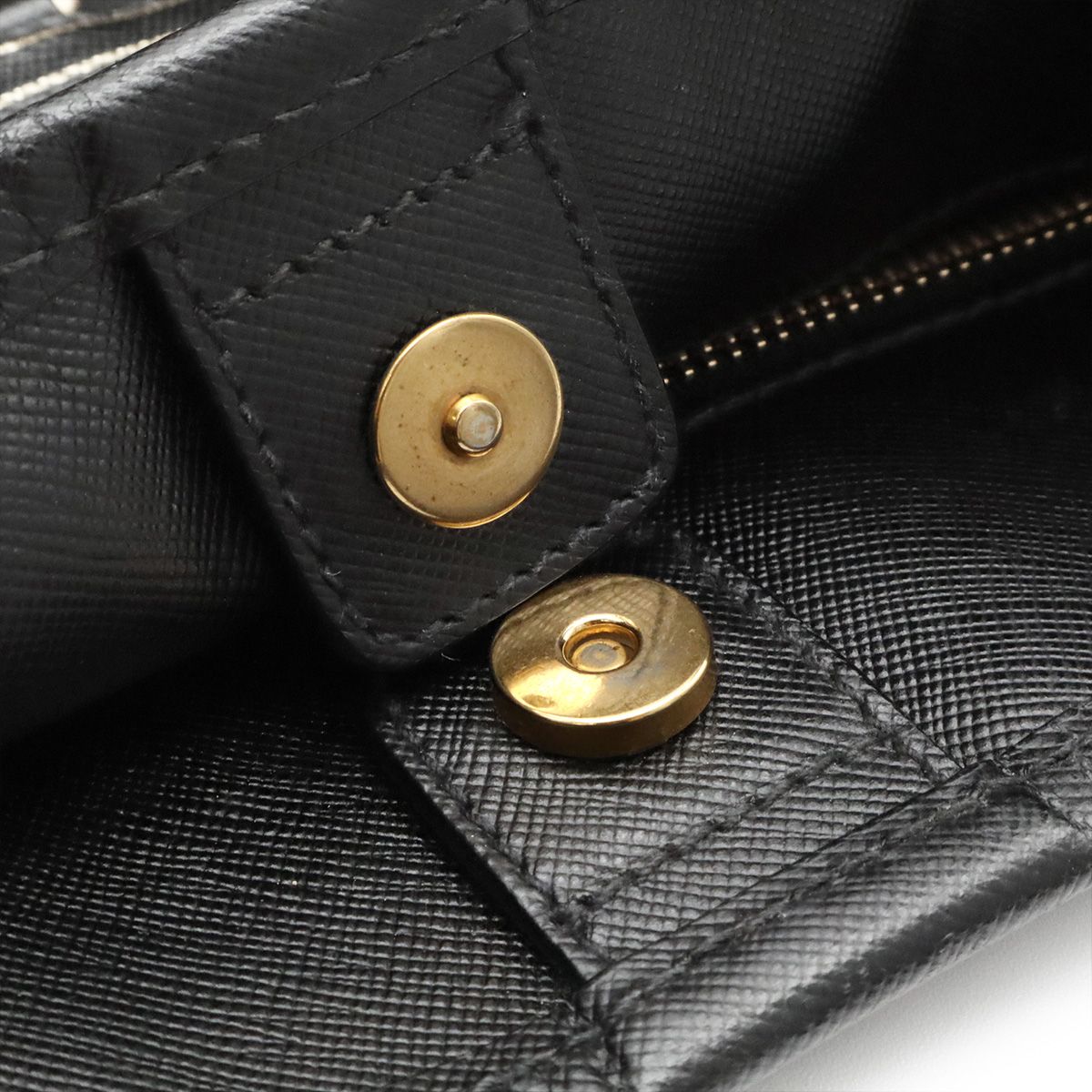 Prada Tote 2-Way Shoulder Bag Crossbody Nylon Leather Nero Black Gold — view 8