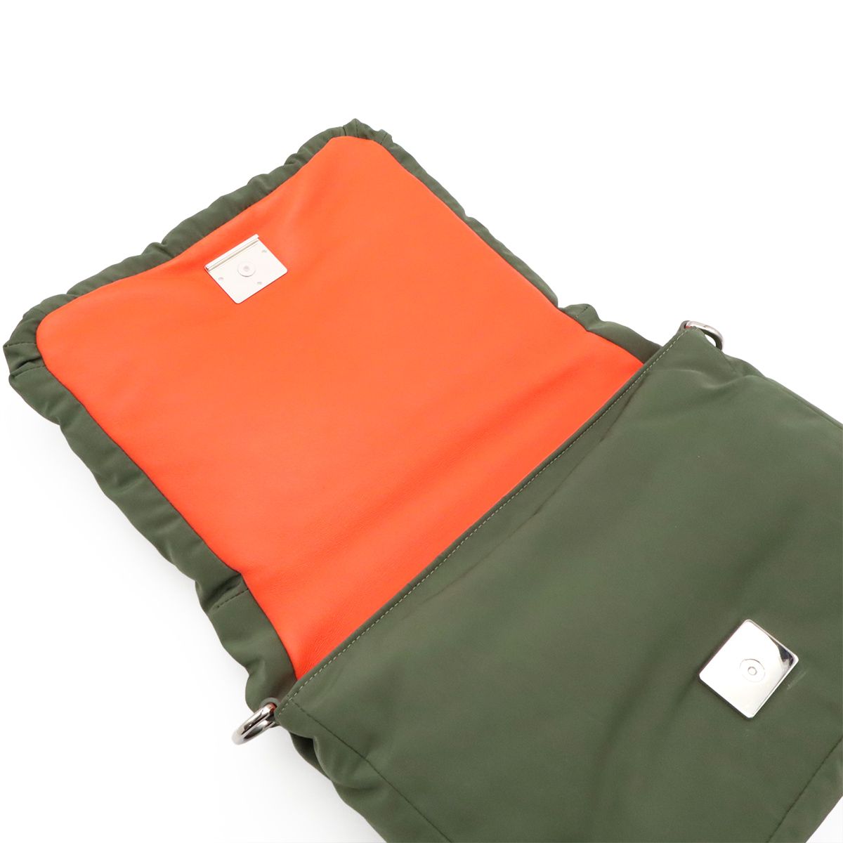 Loewe Anagram Puffer Goya Shoulder Bag Nylon Khaki Green Orange Silver — view 6