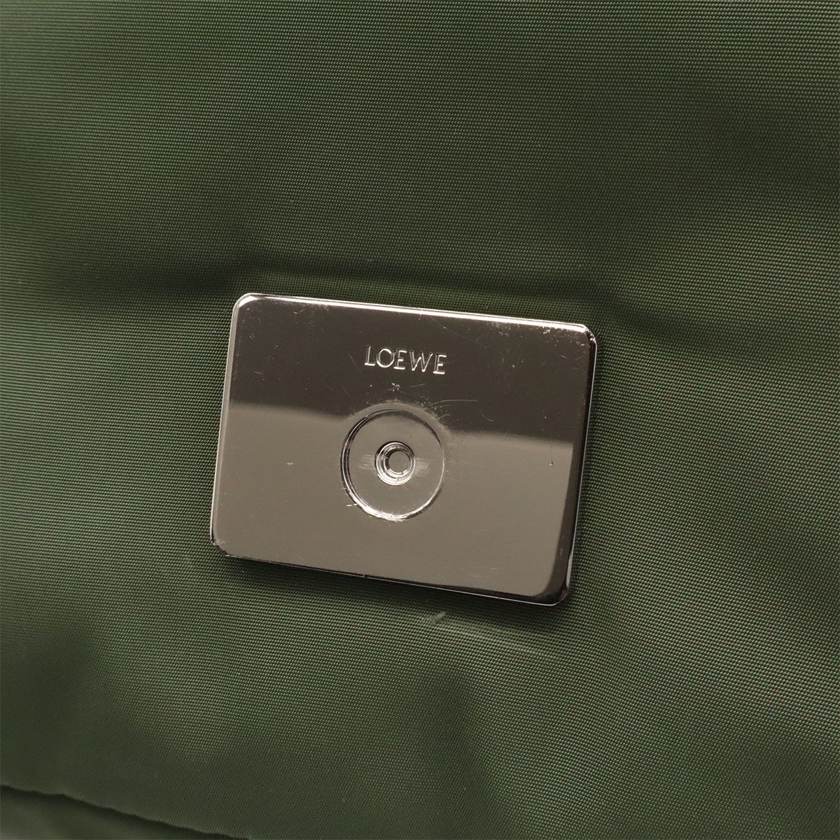 Loewe Anagram Puffer Goya Shoulder Bag Nylon Khaki Green Orange Silver — view 5