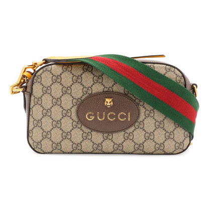 Gucci Neo Vintage GG Supreme Messenger Bag 2-Way Clutch Tiger Head Beige