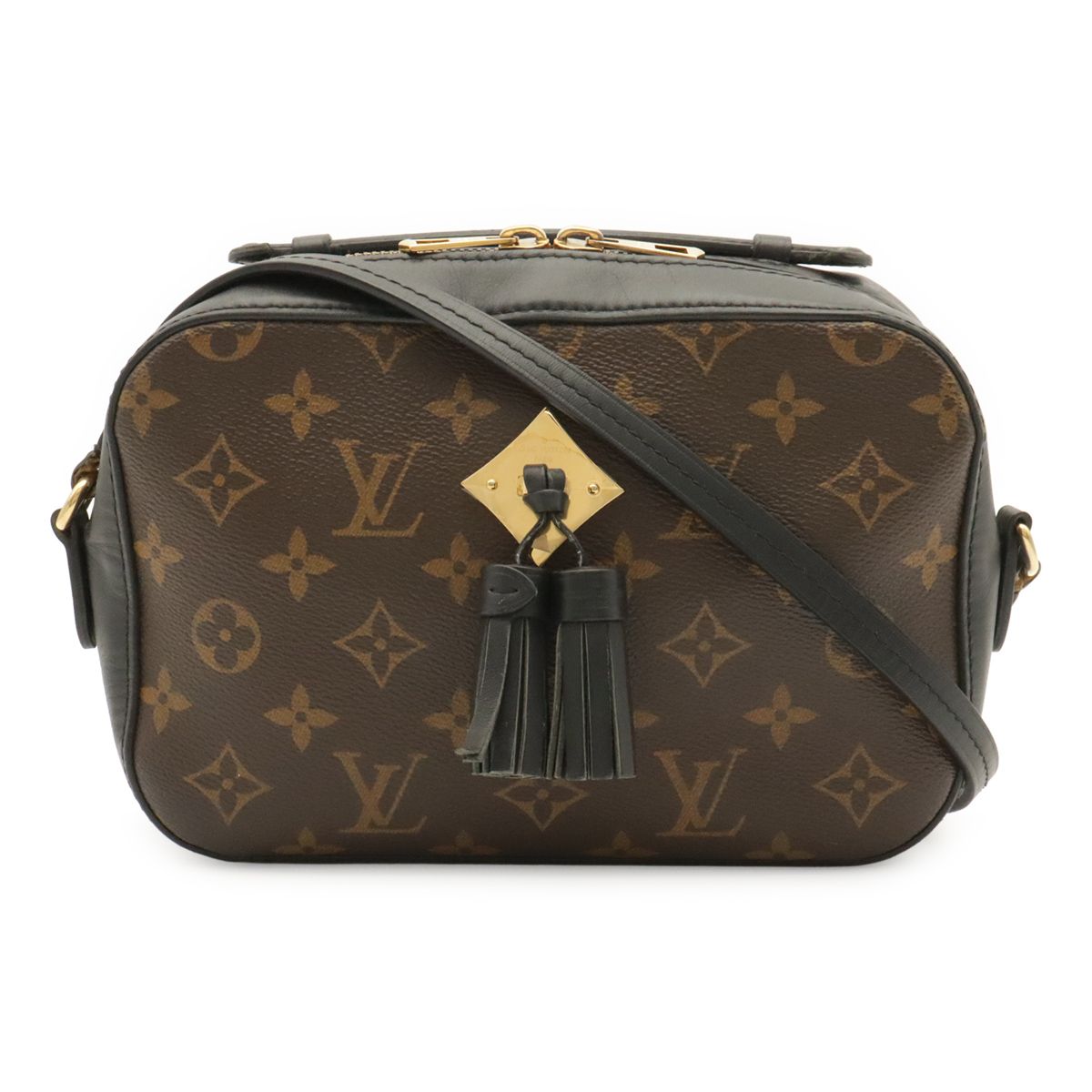 Louis Vuitton Monogram Saintonge Shoulder Bag Pochette 2-Way Tassel Noir Black