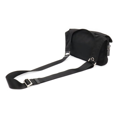 Prada Triangle Logo Shoulder Bag Pochette Crossbody Nylon Leather Nero Black — view 2