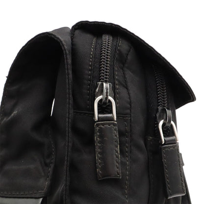 Prada Triangle Logo Shoulder Bag Pochette Crossbody Nylon Leather Nero Black — view 5